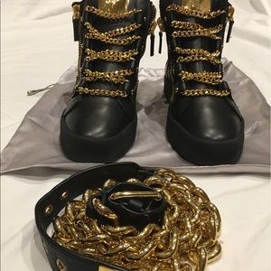 SOLD Giuseppe Zanotti Gold Chain High-Top Sneaker