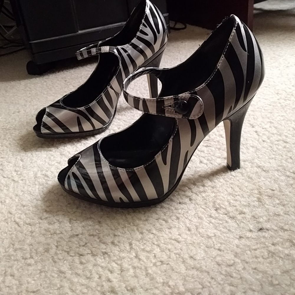 Steve Madden Zebra Heels with Toe Peek