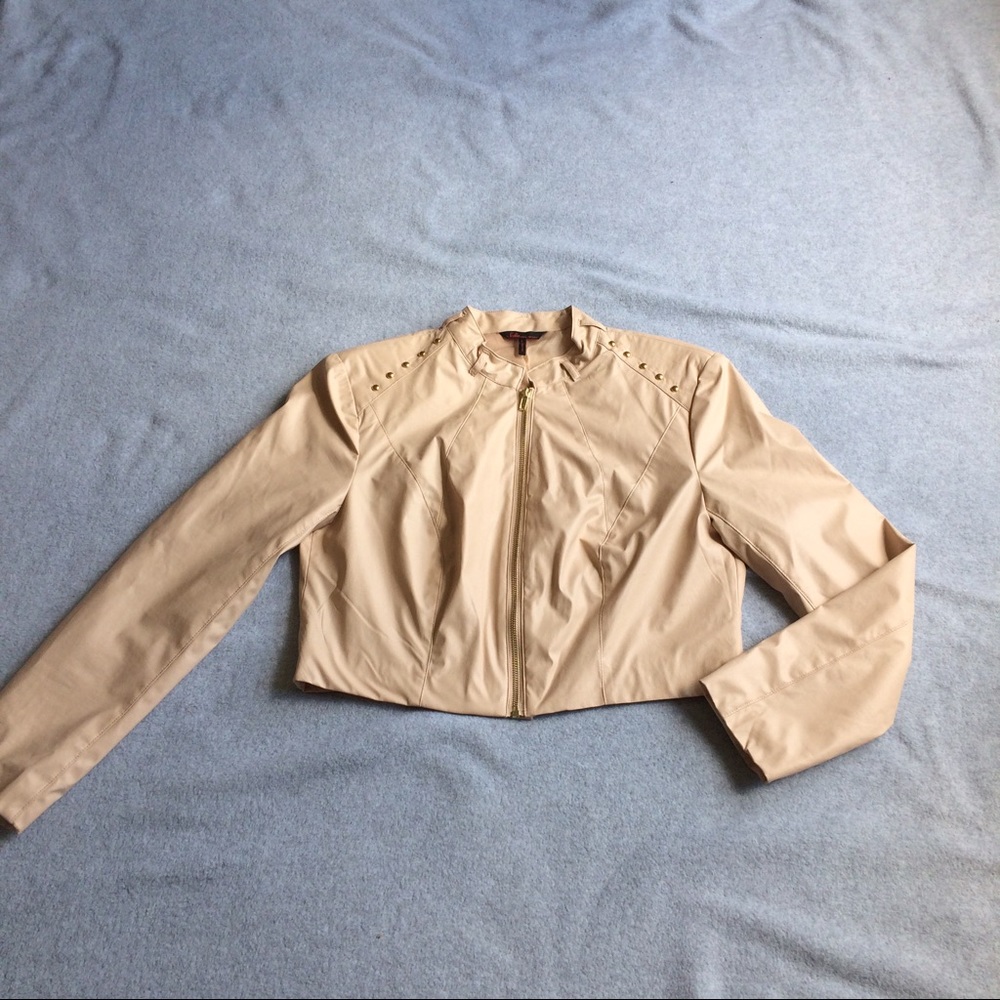 Sofia Jacket Sand Studded Cropped Inspired Leather