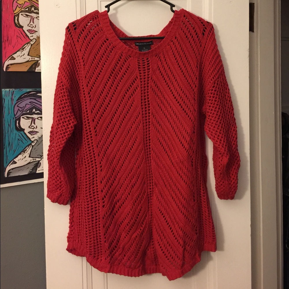 Red knit sweater