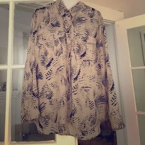 Banana Republic Nude Animal Print Silk Blouse M