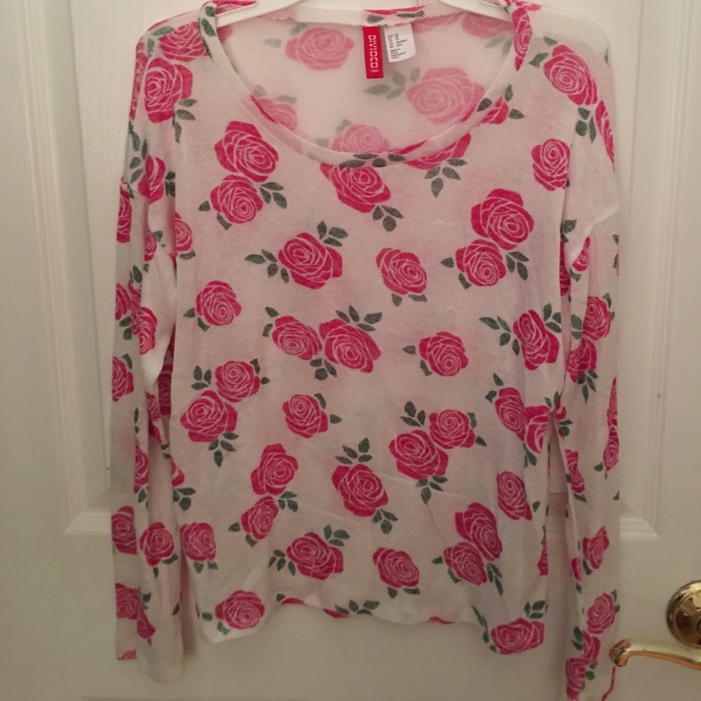 Rose Patterned Knit Sweater