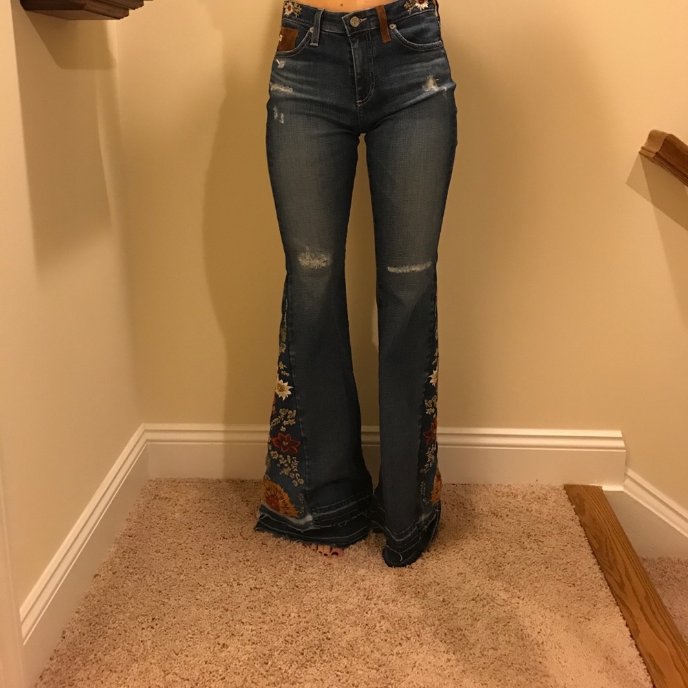 AG Adriano Goldschmied Floral Flare Jeans