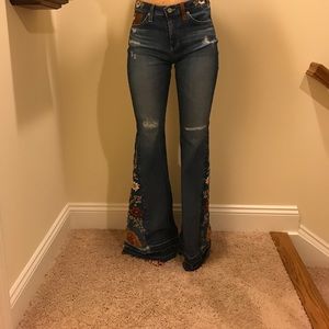 AG Adriano Goldschmied Floral Flare Jeans