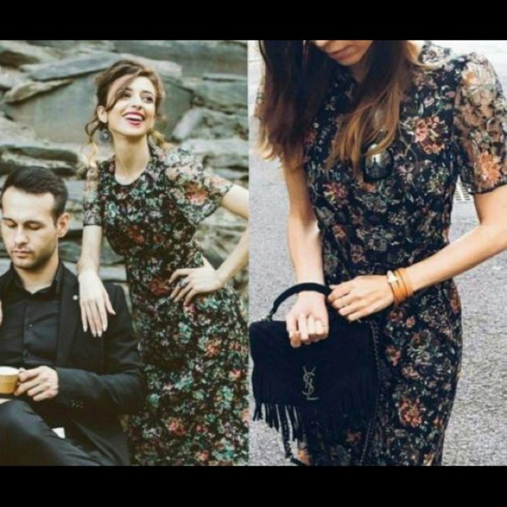 Zara lace floral midi dress
