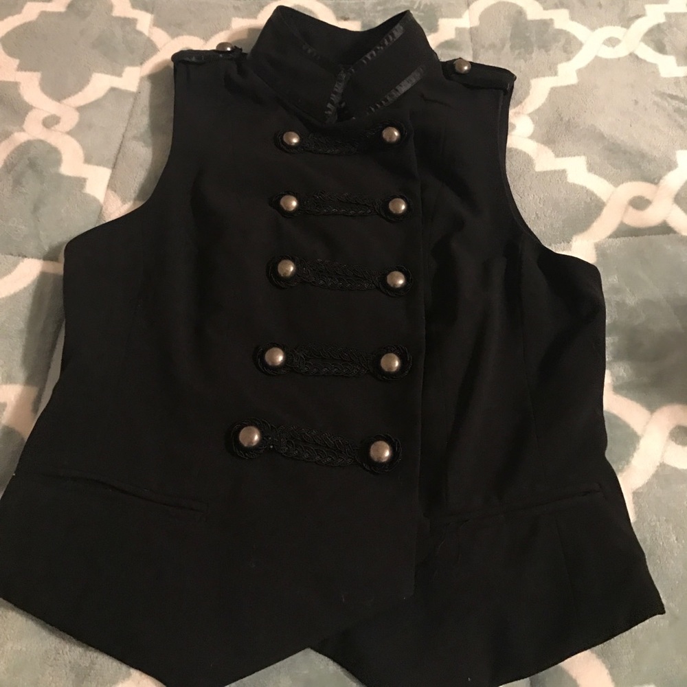 Forever 21 Black Military Inspired Vest Size Med