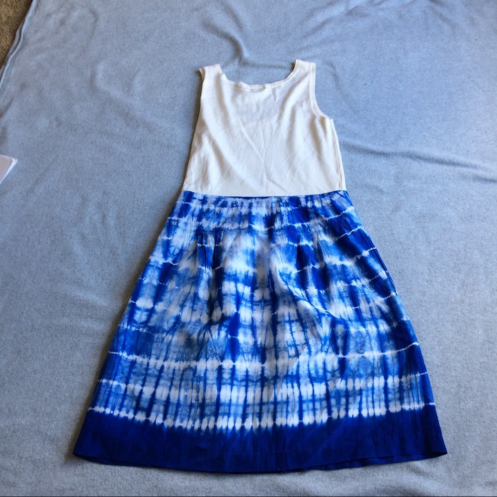 Calvin Klein Dress Blue Tie Dye Silk Sleeveless - Picture 4 of 4