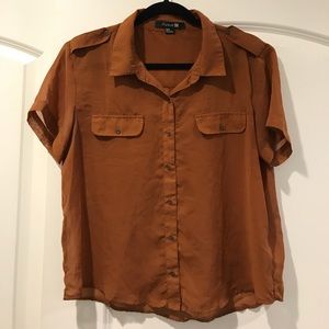 Brown sheer button up