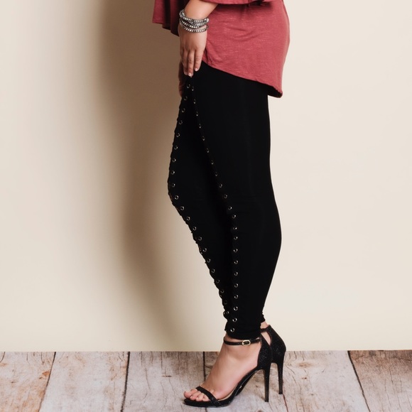 Fishnet Lace Up Leggings - Picture 2 of 5