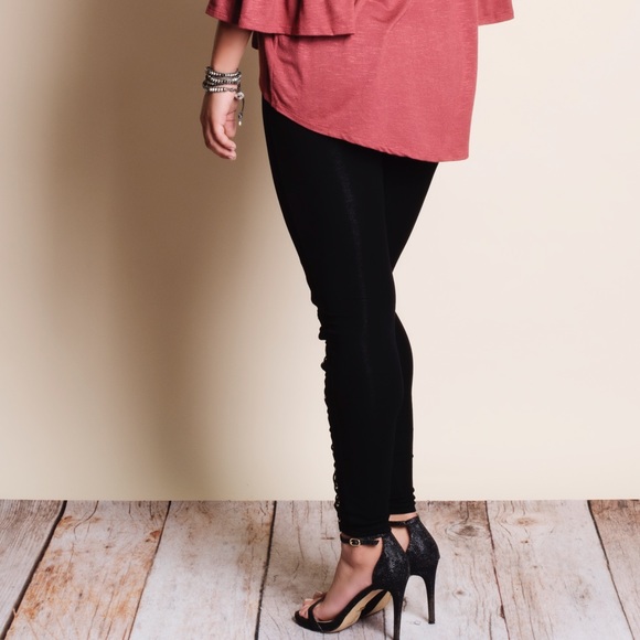 Fishnet Lace Up Leggings - Picture 3 of 5