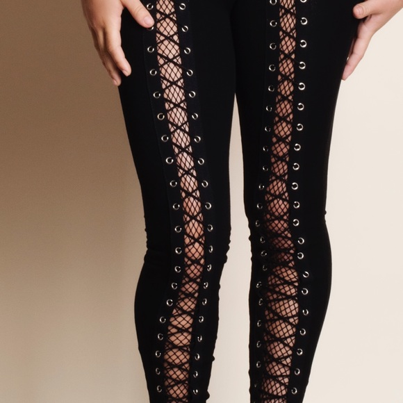Fishnet Lace Up Leggings - Picture 4 of 5