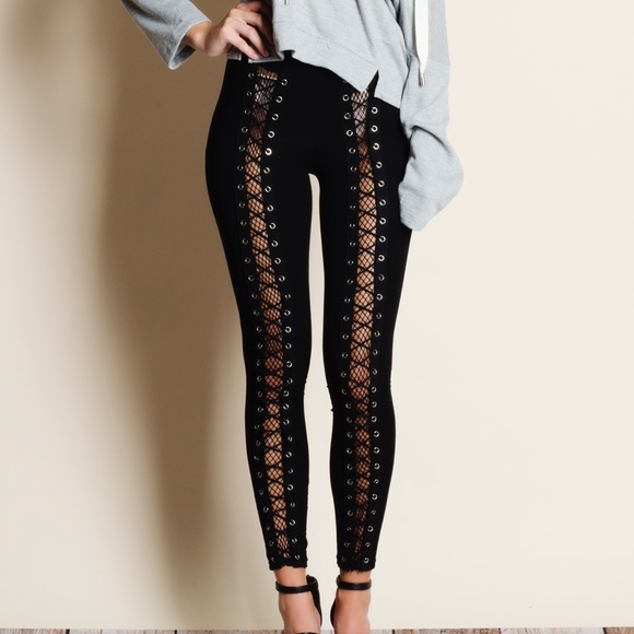 Fishnet Lace Up Leggings - Picture 5 of 5