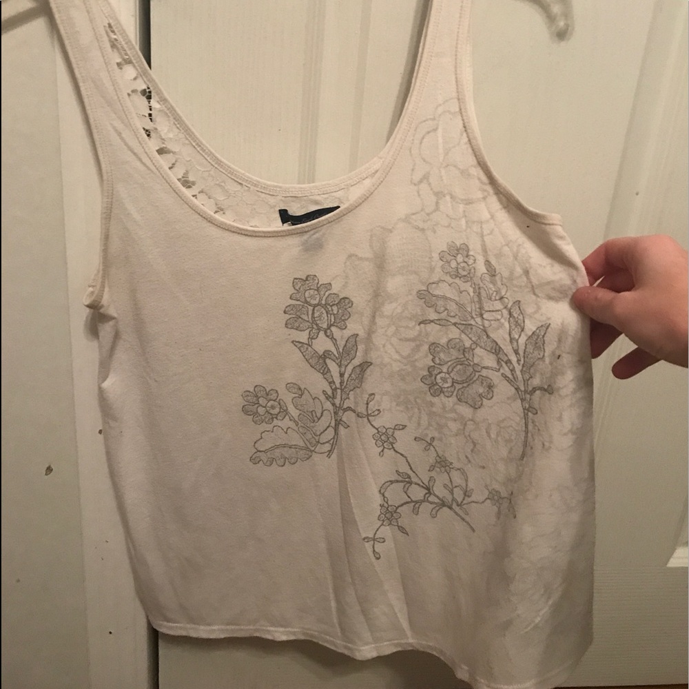 White lace back tank top