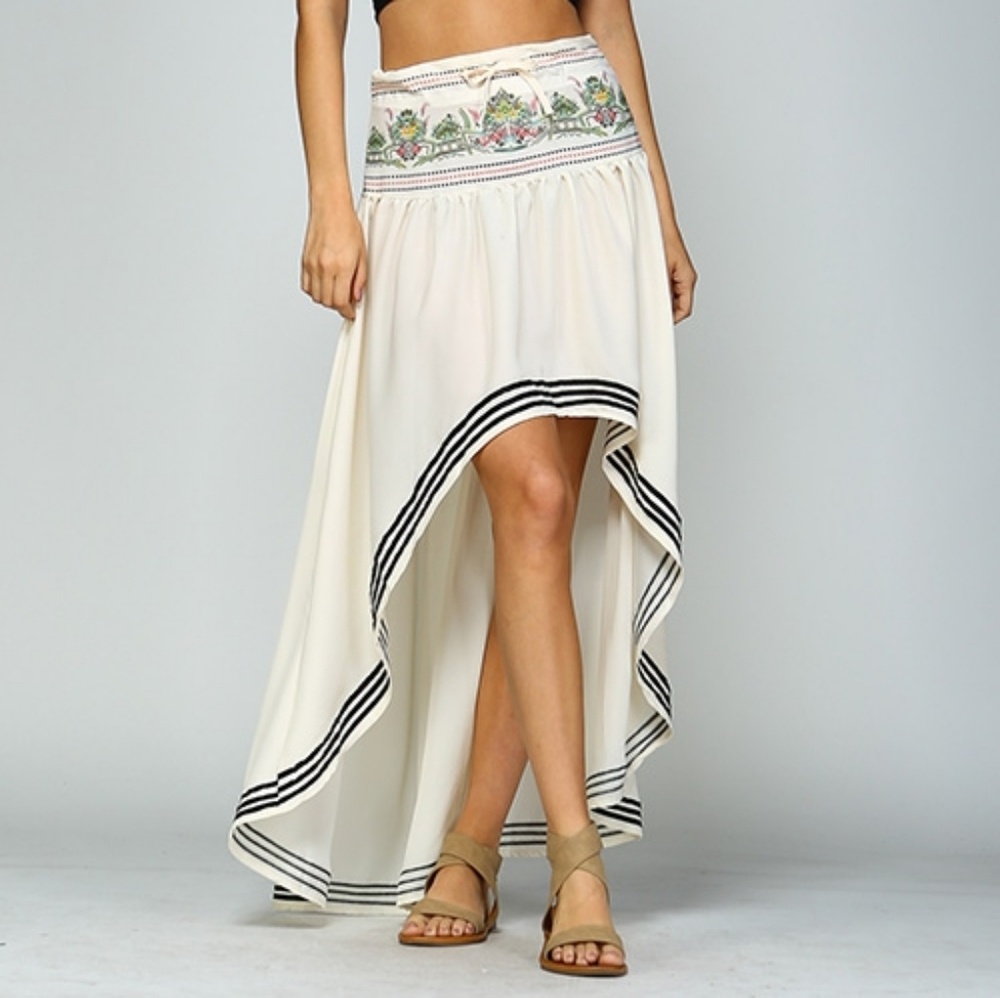 Hi lo ivory maxi skirt