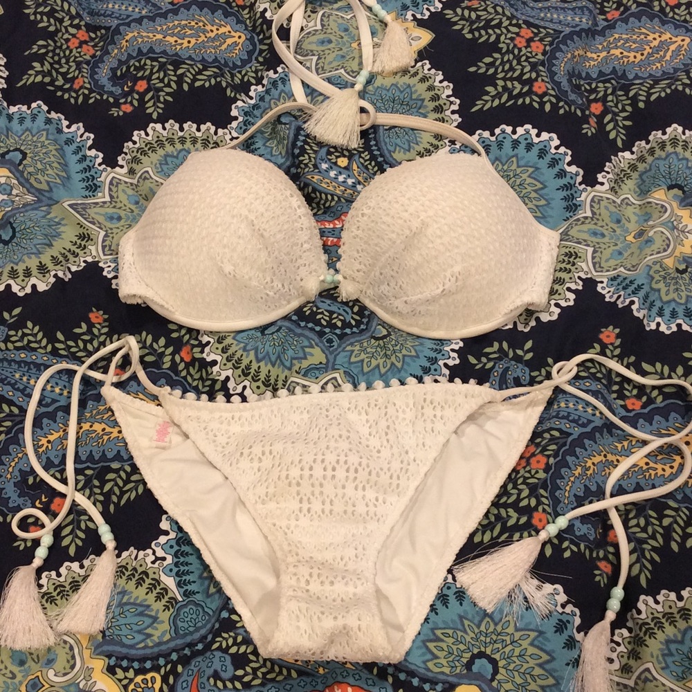 White crochet tassel Victoria's Secret bikini