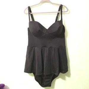 Black skirted one piece