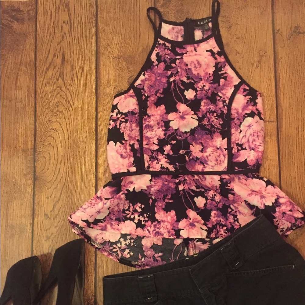 Floral peplum top