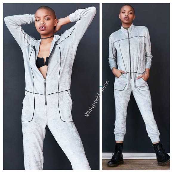 Silence + Noise Velour Track Jumpsuit Romper - Picture 2 of 3