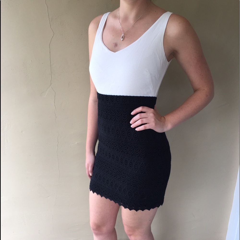 Loft. Black and white dress