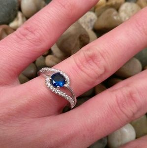 Solid Silver Birth Stone/Engagement Ring