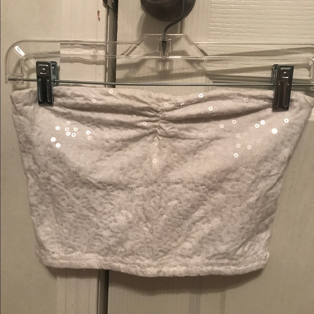 White sequin tube top