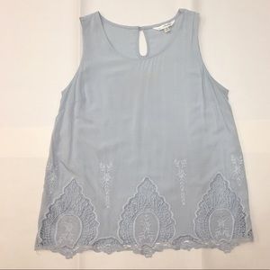 Sleeveless Swing Top w/ Lace Detail