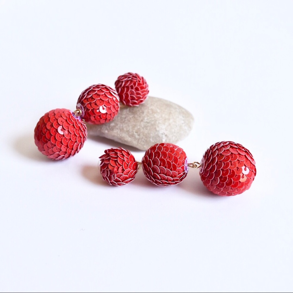 Red Sequin Bon Bon Earrings