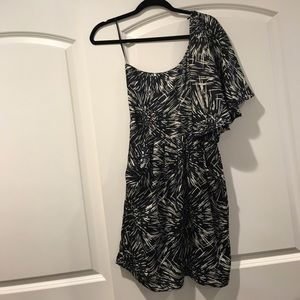 Navy blue and white one shoulder dress