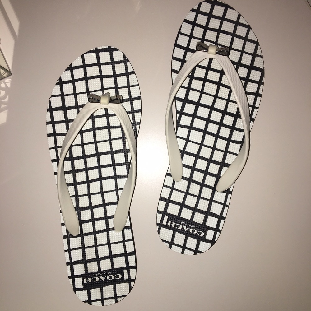 Coach flip flops- Black and White Pattern