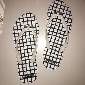 Coach flip flops- Black and White Pattern