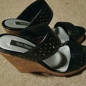 White House Black Market black wedge sandals