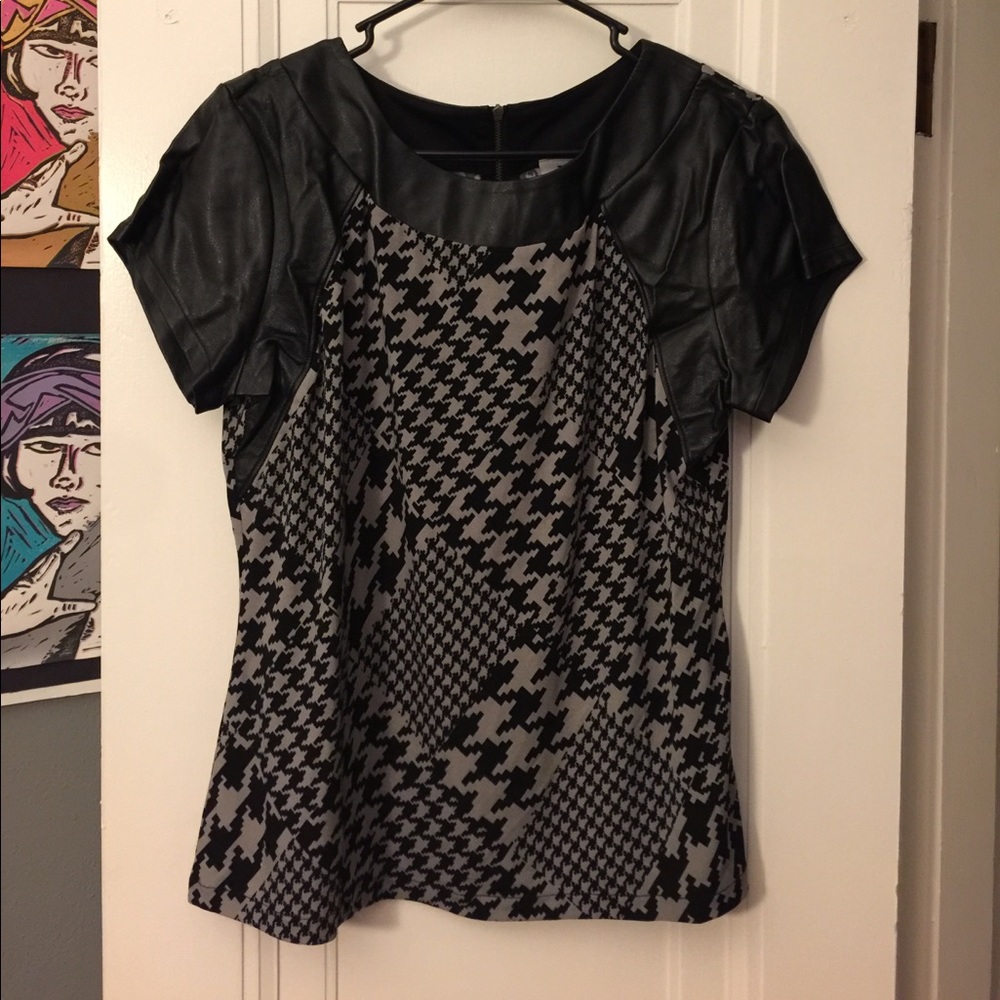 Edgy Faux leather trimmed top