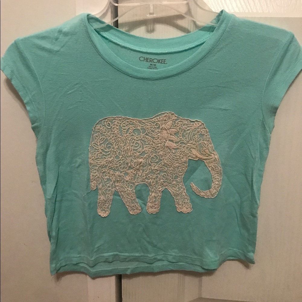 Tiffany blue elephant crop top