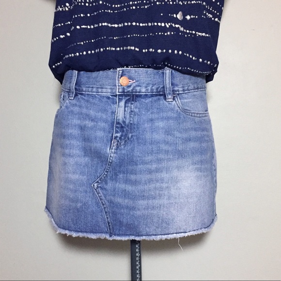 Old Navy Dresses & Skirts - Old Navy Faded Wash Ultra Low Waist Jean Skirt