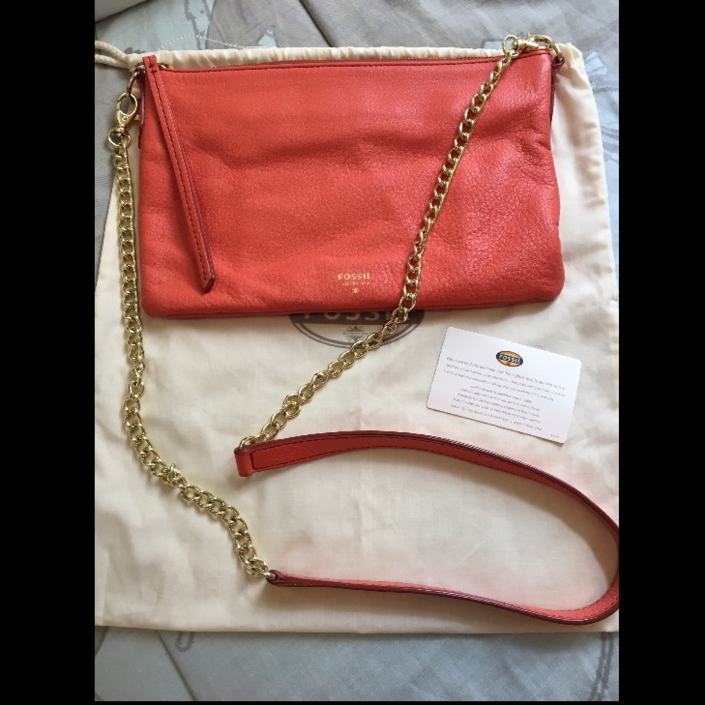 FOSSIL Coral Crossbody Handbag Gold Chain
