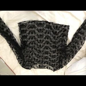 LF sheer blank top with flower detail