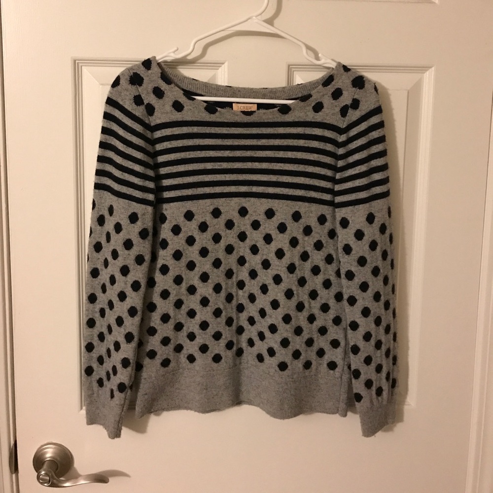 J. Crew Factory Navy and Gray Dot Sweater