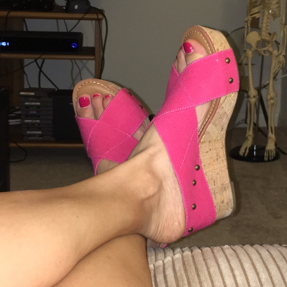 Pink Wedge Sandals