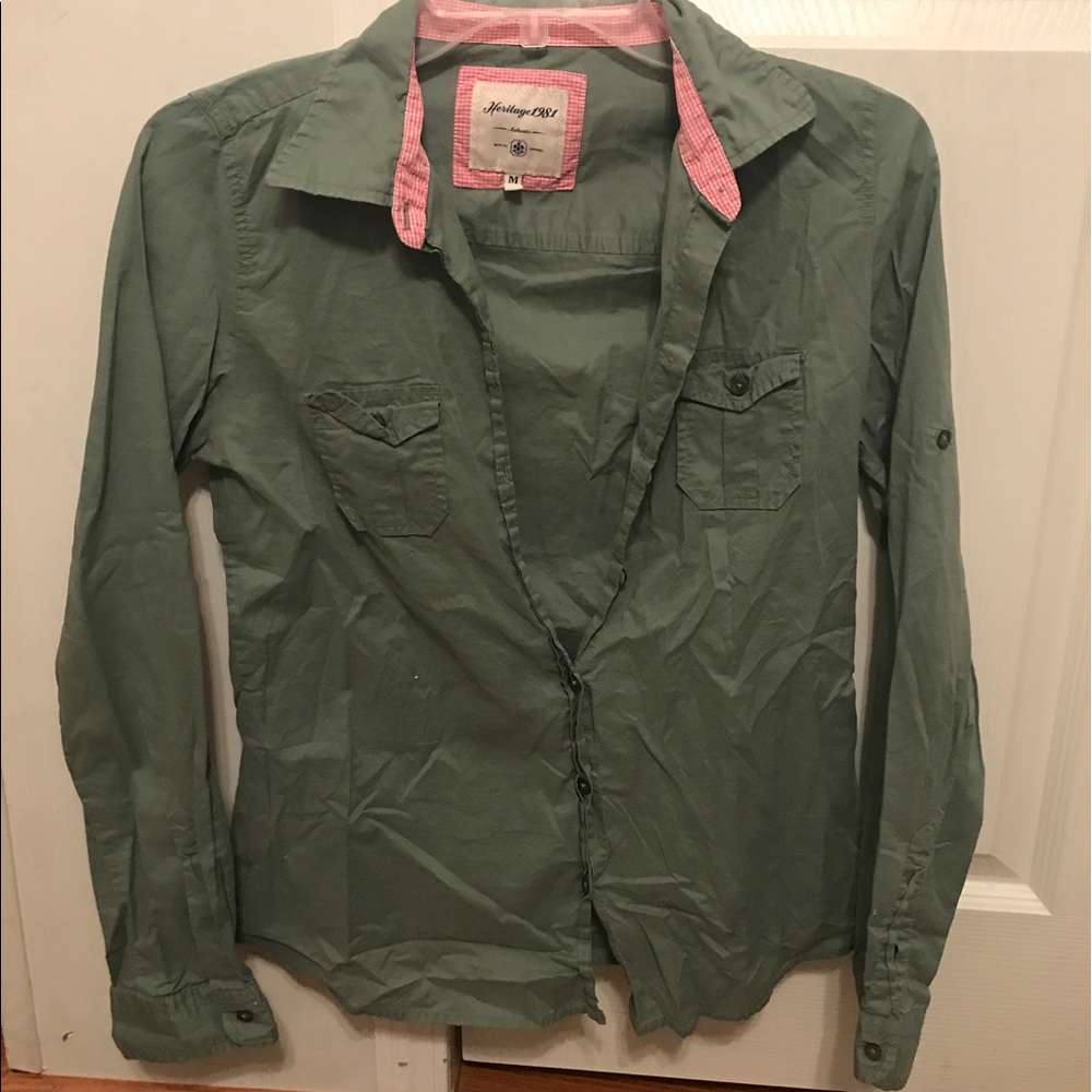 Olive green long sleeve button down