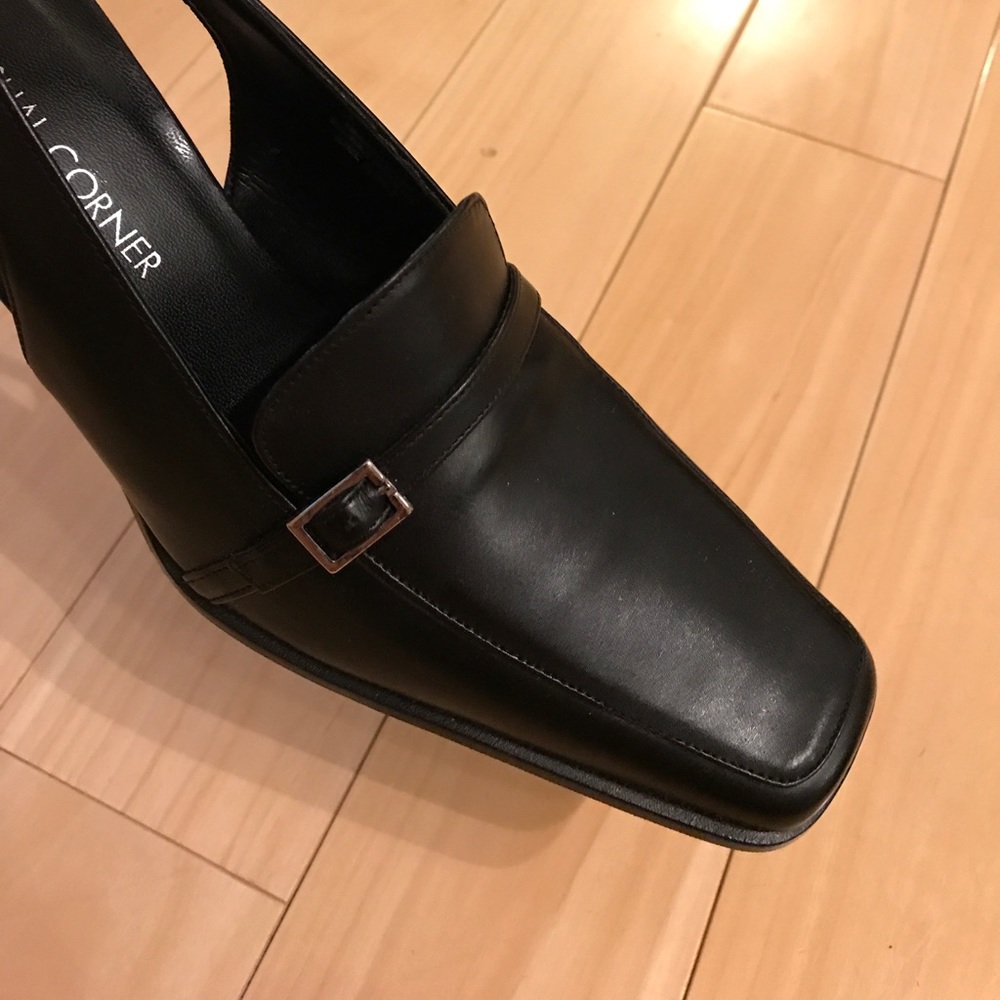 Italian black sling back heels