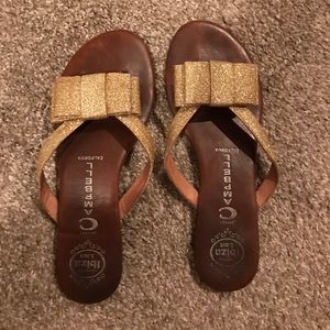 Jeffrey Campbell Gold Bow Sandals