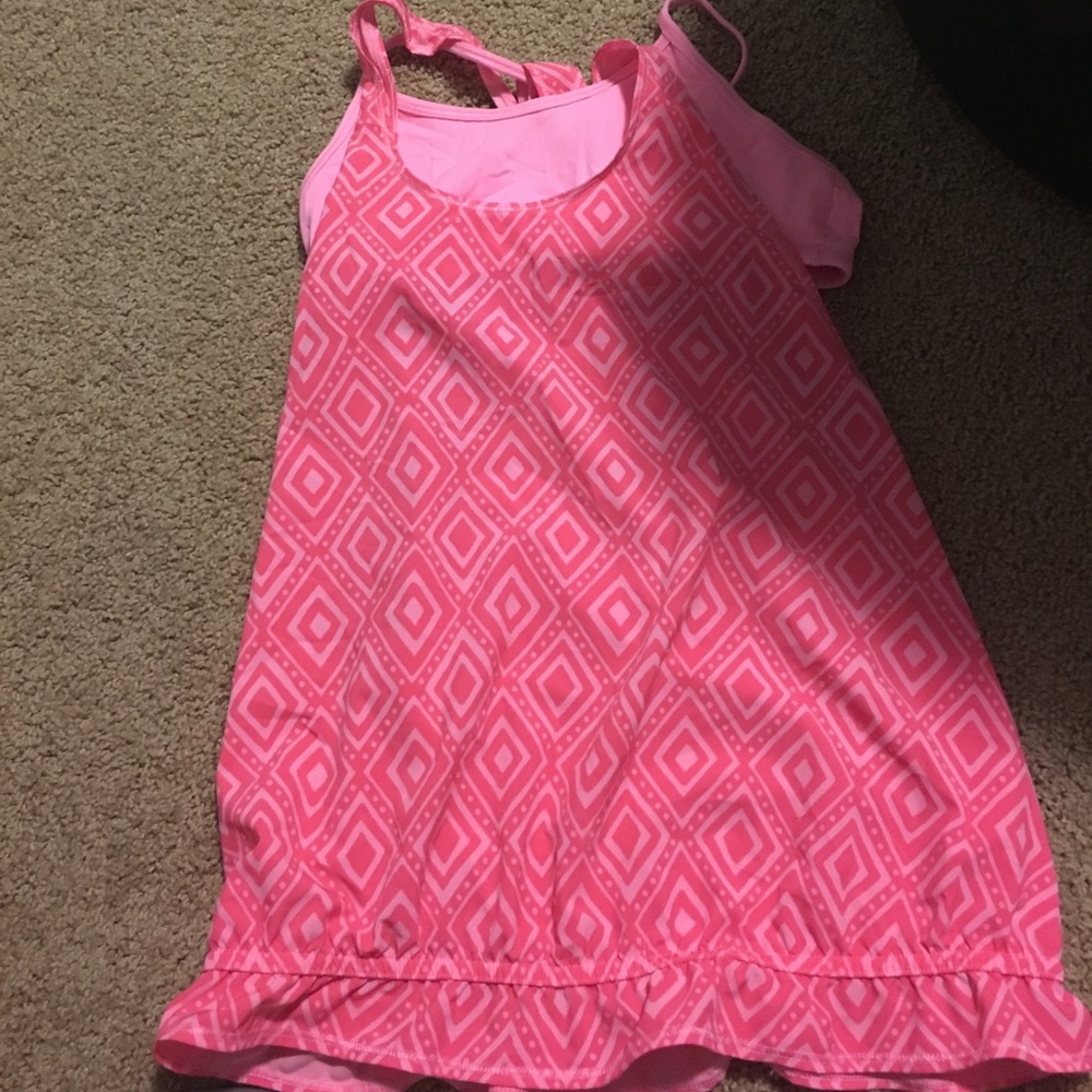 Pink ivivva tank top with built in sports bra