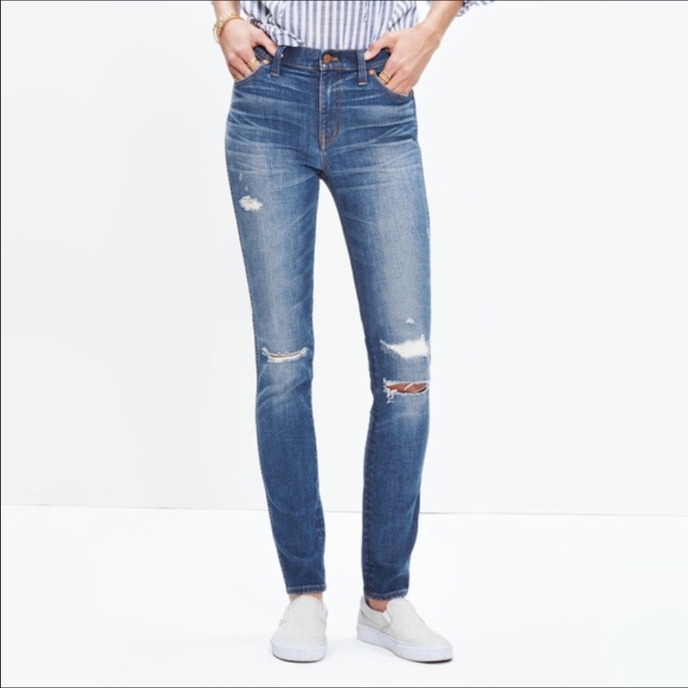 Madewell high rise skinny skinny ripped edition