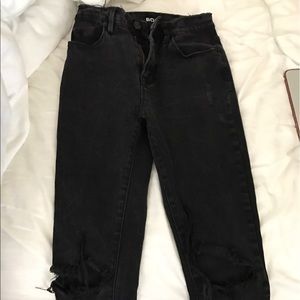 BDG black jeans with tips on knees/cropped