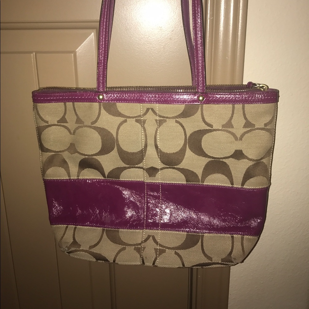 Coach Purse with Purple Accents