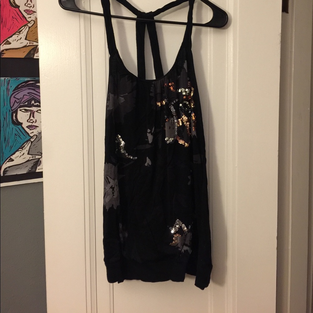 Embellished floral print top