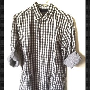 Converse Mens Button Plaid Long Sleeve Shirt  Gray
