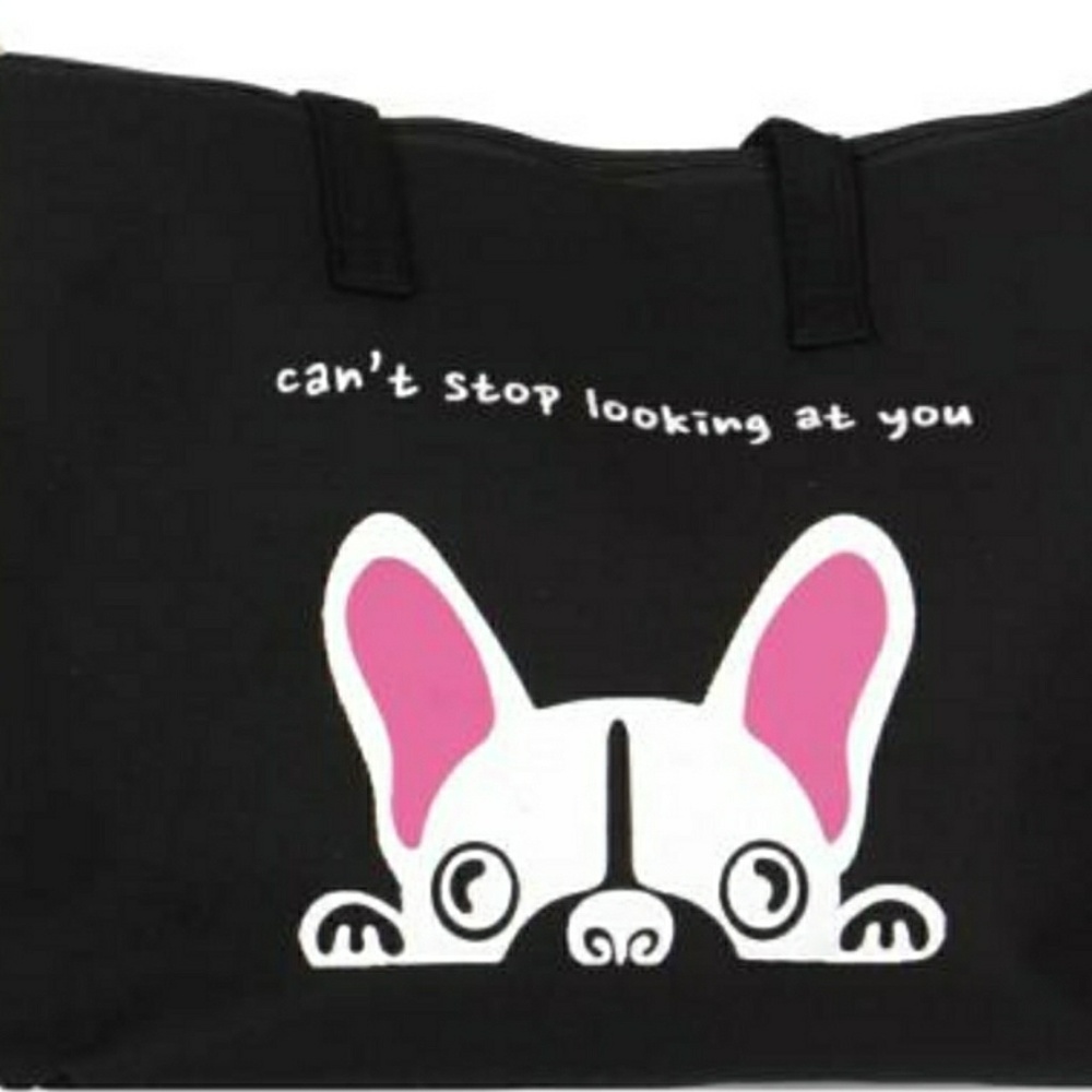 Canvas shoulder bag, "can't stop looking at you". - Picture 2 of 7