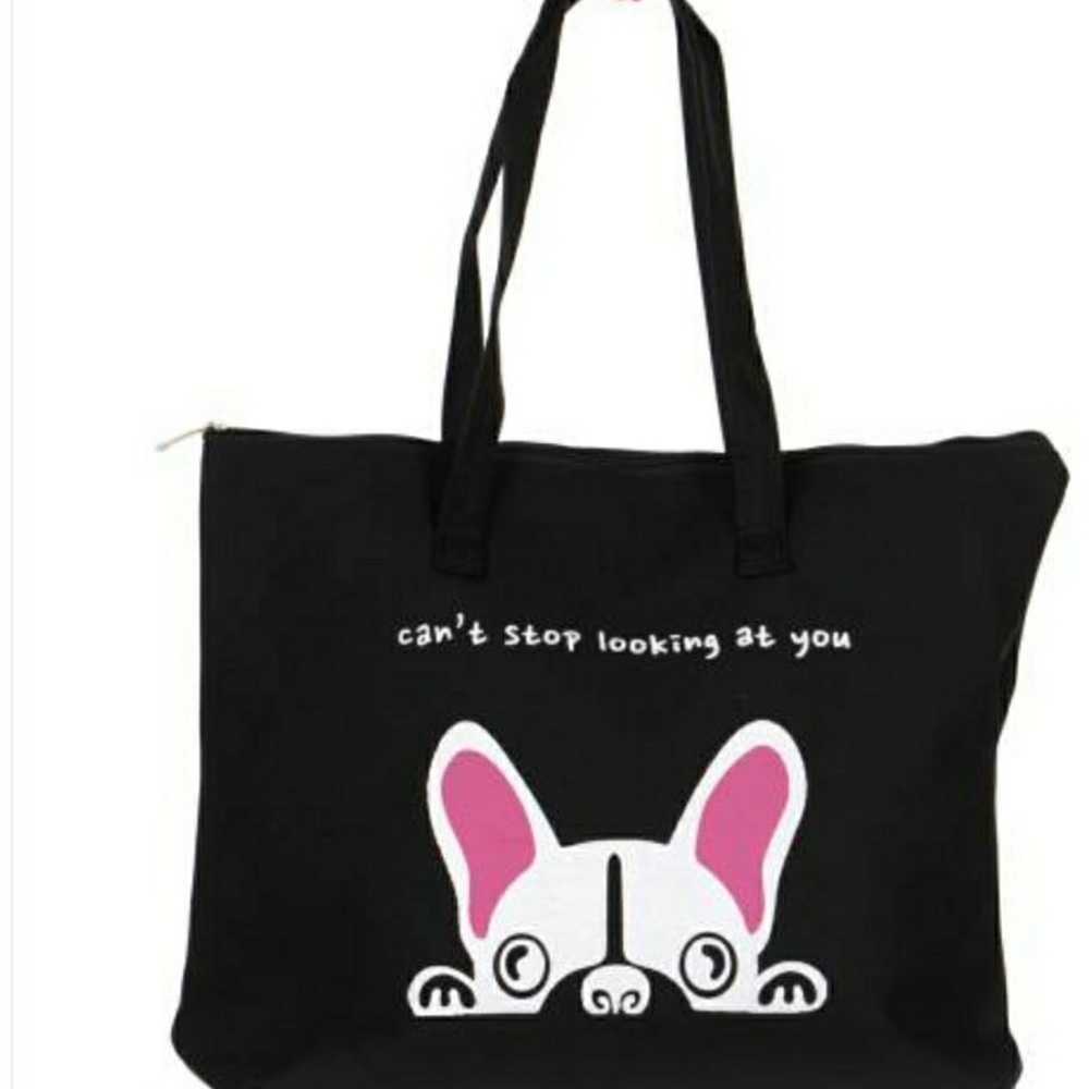 Canvas shoulder bag, "can't stop looking at you". - Picture 3 of 7