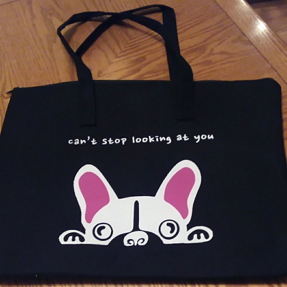 Canvas shoulder bag, "can't stop looking at you". - Picture 5 of 7